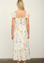 Load image into Gallery viewer, THE JADA FLORAL SCOOP NECK RUFFLE SHORT SLEEVE MIDI DRESS
