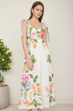 Load image into Gallery viewer, THE JULIET FLORAL TIE STRAP DETAIL EMPIRE WAIST MIDI DRESS
