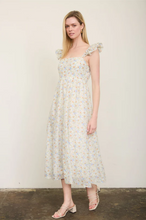 Load image into Gallery viewer, THE JOANNA FLORAL RUFFLE STRAP MIDI DRESS
