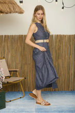 Load image into Gallery viewer, THE JASMINE BUTTON DOWN SLEEVELESS BELTED TIERED MIDI DRESS
