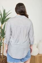 Load image into Gallery viewer, THE JOSIE PLUS STRIPE COLLARED BUTTON DOWN LIGHTWEIGHT SHIRT

