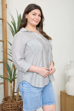 Load image into Gallery viewer, THE JOSIE PLUS STRIPE COLLARED BUTTON DOWN LIGHTWEIGHT SHIRT
