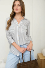 Load image into Gallery viewer, THE JOSIE STRIPE COLLARED BUTTON DOWN LIGHTWEIGHT SHIRT
