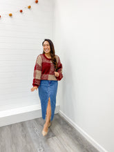 Load image into Gallery viewer, THE PILAR PLAID KNIT PATTERN CREWNECK PULLOVER SWEATER
