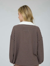 Load image into Gallery viewer, THE BRIANA CONTRAST COLLAR STRIPE LONG SLEEVE KNIT TOP
