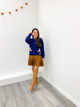 Load image into Gallery viewer, THE SYDNEY HORSE JACQUARD LONG SLEEVE BUTTON DOWN CARDIGAN - NAVY
