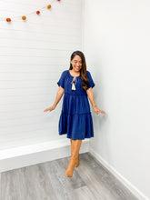 Load image into Gallery viewer, Modest FRINGE STRING SHORT SLEEVE SHORT DRESS
