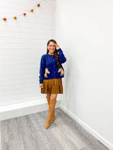 Load image into Gallery viewer, THE SYDNEY HORSE JACQUARD LONG SLEEVE BUTTON DOWN CARDIGAN - NAVY

