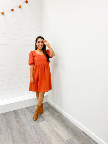 Modest SOLID LINEN BABY DOLL DRESS