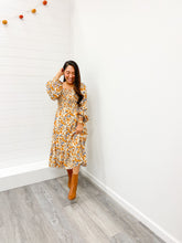 Load image into Gallery viewer, Modest Long Sleeve Smocked Bodice Midi Dress

