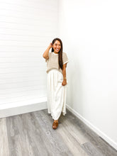 Load image into Gallery viewer, THE CARLY STRIPE CROCHET KNIT BATWING SHORT SLEEVE SWEATER
