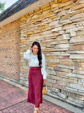 Load image into Gallery viewer, FAUX SUADE MIDI SKIRT
