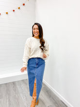 Load image into Gallery viewer, HEART MOTIF CABLE KNIT LONG SLEEVE KNIT SWEATER
