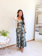 Load image into Gallery viewer, SATIN FLORAL PRINT MIDI DRESS

