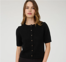 Load image into Gallery viewer, SHORT SLEEVE BUTTON DOWN KNIT CARDIGAN SWEATER
