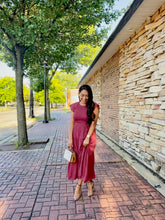 Load image into Gallery viewer, SMOCKED TIERED MIDI DRESS
