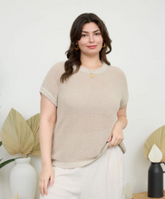 Load image into Gallery viewer, THE AMANDA PLUS SHEER KNIT CREW NECK BATWING SWEATER TOP
