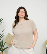 Load image into Gallery viewer, THE AMANDA PLUS SHEER KNIT CREW NECK BATWING SWEATER TOP
