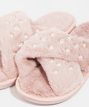 Load image into Gallery viewer, Fuzzy Pearl Faux Fur Slippers
