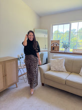 Load image into Gallery viewer, THE SIENA LEOPARD MESH PENCIL MIDI SKIRT
