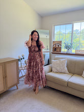 Load image into Gallery viewer, THE SORAYA FLORAL POLKA DOT TULLE PUFF SLEEVE MIDI DRESS
