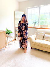 Load image into Gallery viewer, FLORAL SQUARE NECK LONG SLEEVE MIDI DRESS
