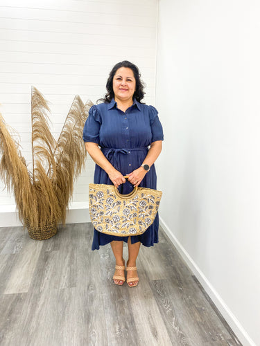 The Josie Plus Ruffle Sleeve Button Down Dress