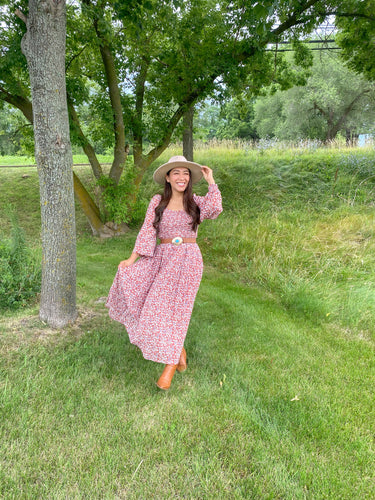The Abigail Smock Bodice Puff Sleeve Pleated Dress