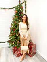 Load image into Gallery viewer, LONG SLEEVE LUREX KNIT TOP WITH SIDE RUCHING DETAIL
