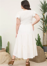 Load image into Gallery viewer, THE CHRISTINA PLUS FLUTTER SLEEVE MIDI DRESS
