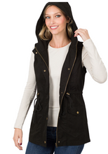 Load image into Gallery viewer, Drawstring waist military hoodie vest
